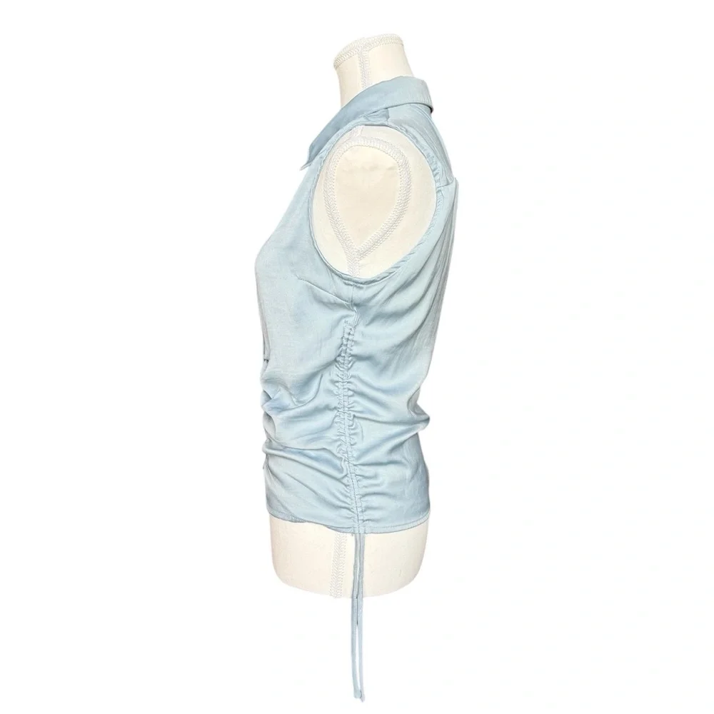 Fashion Nova Light Blue Sleeveless Button-Up Top - Picture 4 of 12